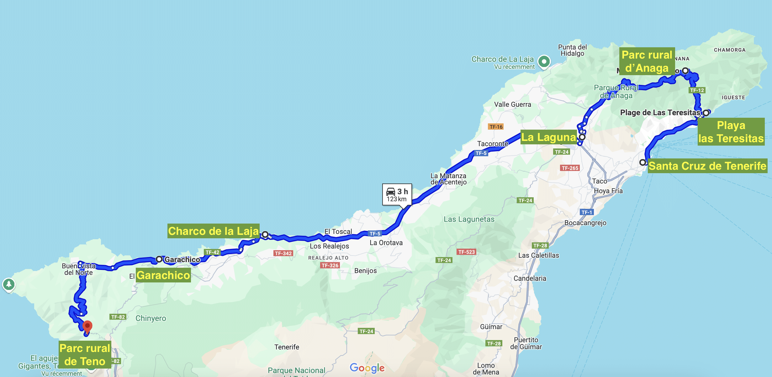 carte de Tenerife nord